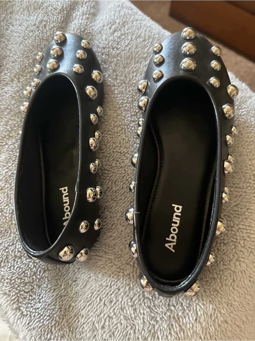 Abound Black Studded Ballet Flats with Silver Accents